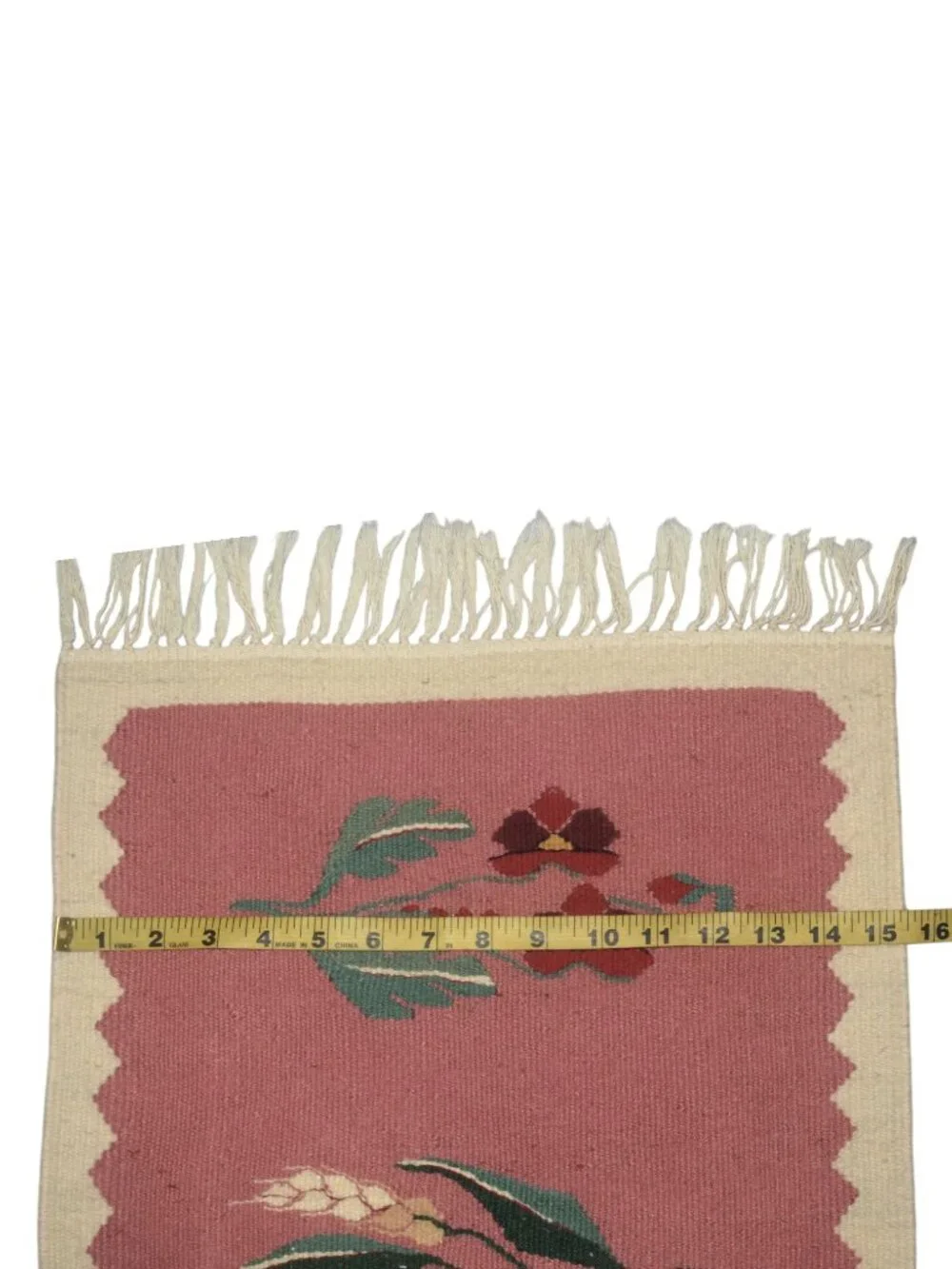 Flemish or Swedish Table Runner Wall Hanging Woven Floral Art Textile Fringe
